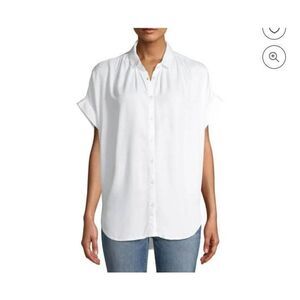 TIME & TRU WHITE BUTTON DOWN ROLL SLEEVE BLOUSE SZ.L EUC.